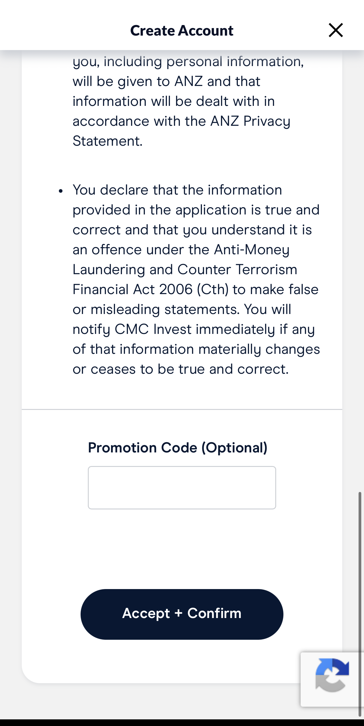Accept and Confirm画面